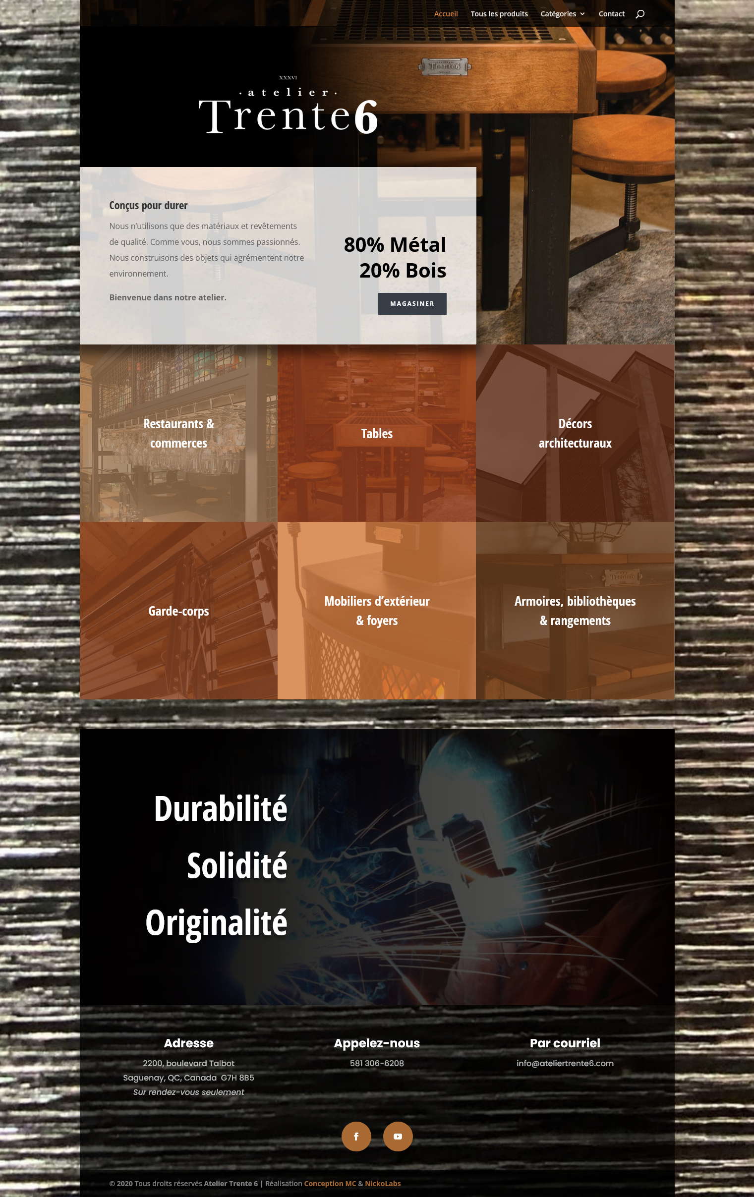 Page d'accueil d'Atelier Trente 6